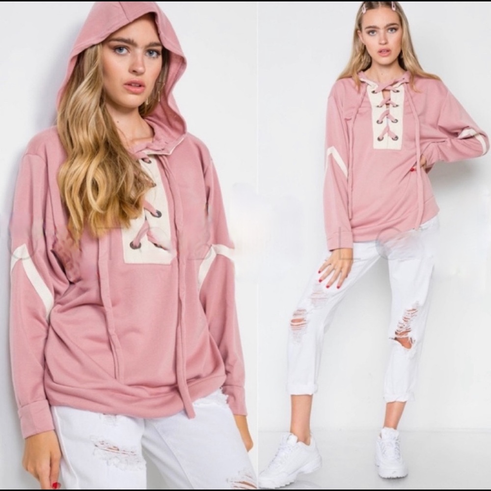 NEW! Cute Pink Knit Hoodie